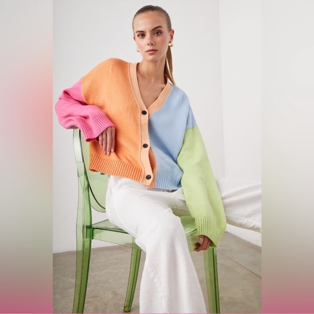Rails Reese Pastel Colorblock Sweater Cardigan Bu… - image 1